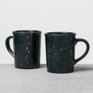 2 l Stoneware Dark Green Mugs Speckled Gold 17oz  - Hearth & Hand with Magnolia